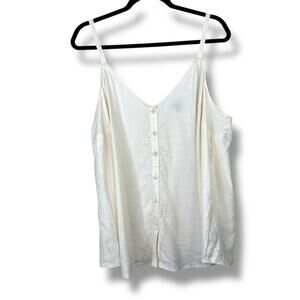 Torrid NWOT Sophie Cream Linen Button Down V-Neck Tank Top Swing Cami Size 1